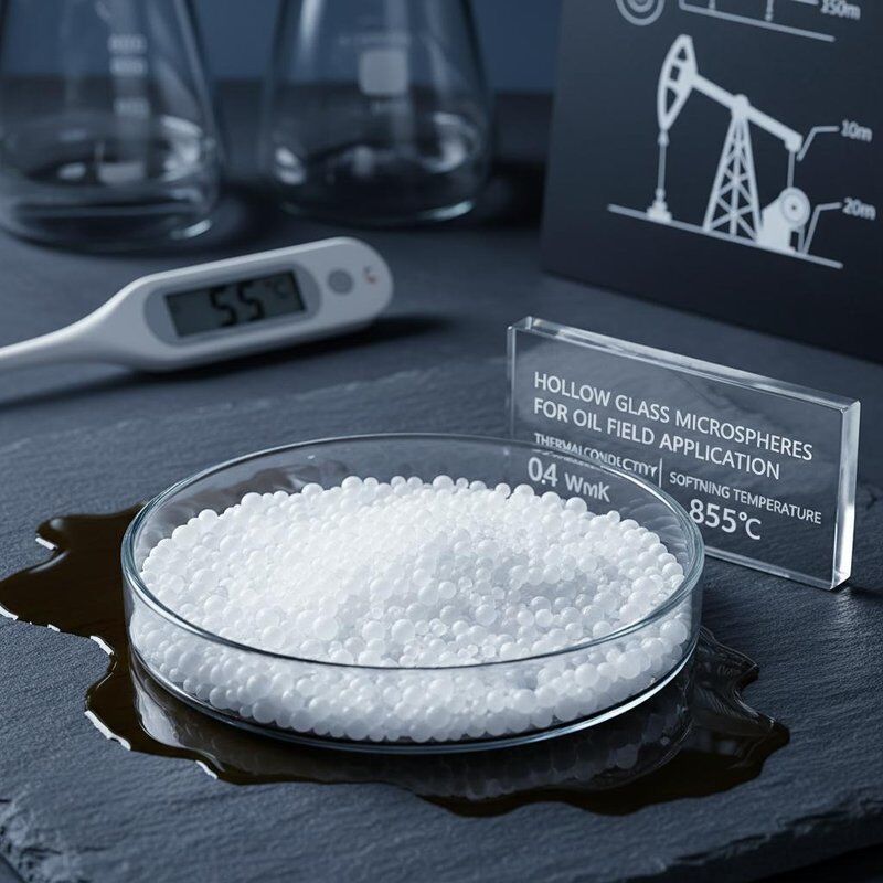 Microsferas de vidro oco com condutividade térmica de 0,04 WmK para aplicação em campos petrolíferos e temperatura de amolecimento de 855°C