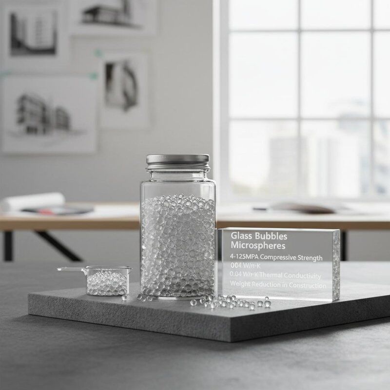 Microesferas de Vidro com Resistência à Compressão de 4-125MPa e Condutividade Térmica de 0,04 W/m·K para Redução de Peso na Construção
