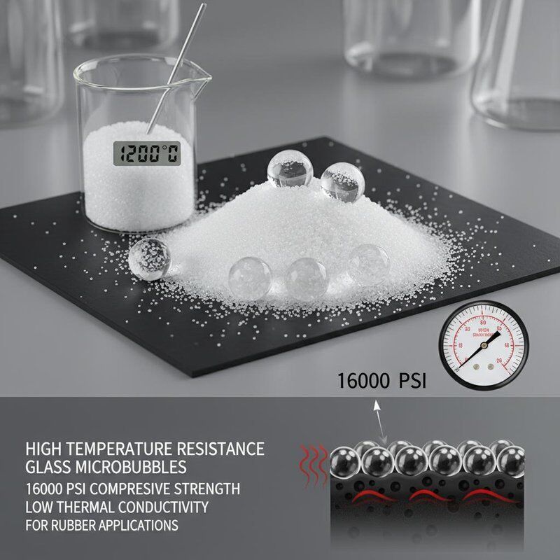 High Temperature Resistance Glass Microbubbles with 16000 Psi Compressive Strength and Low Thermal Conductivity for Rubber Applications