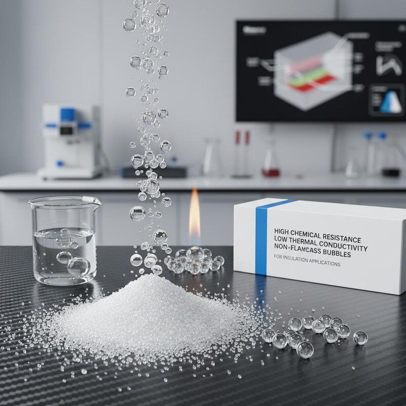 Alta resistência química, baixa condutividade térmica, bolhas de vidro ocas não inflamáveis para aplicações de isolamento