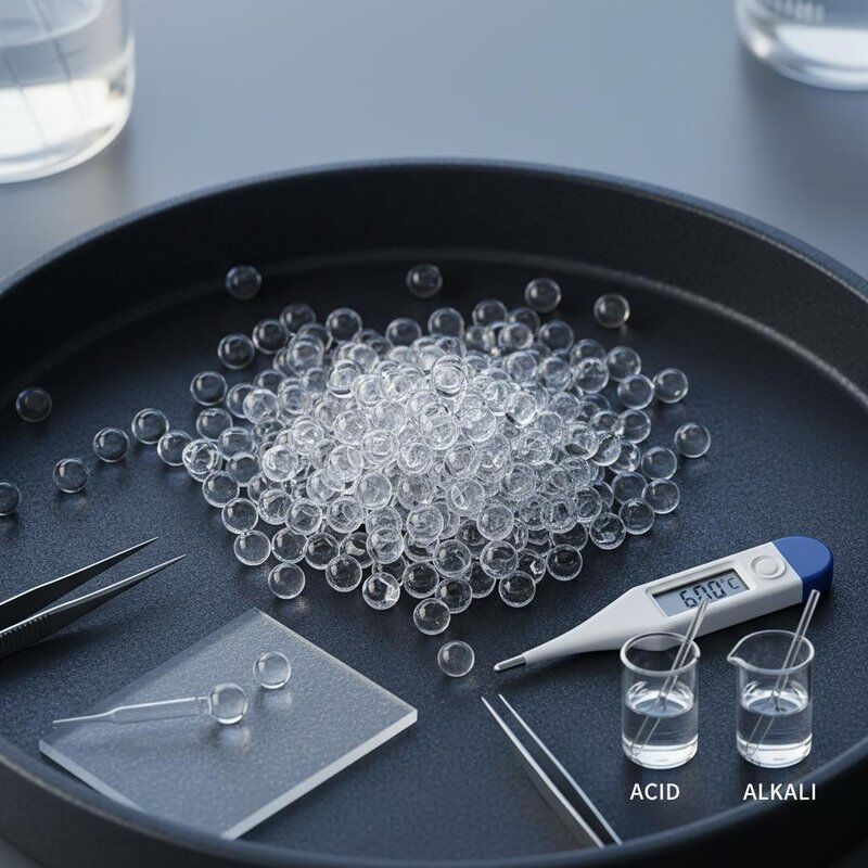 Grânulos de vidro ocos com diâmetro entre 10 e 75 μm, resistentes a temperaturas de até 600 °C e boas resistências a ácidos e álcalis