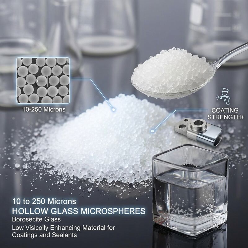 Bolhas de vidro ocas com densidade de 0,15 - 0,30 G/cm3 para compósitos leves com baixa condutividade térmica e resistência química